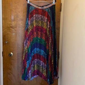Alice + Olivia asymmetrical Rainbow snake skirt